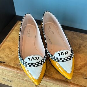 kate spade Yellow, White & Black 'TAXI' Pointed Toe Flats